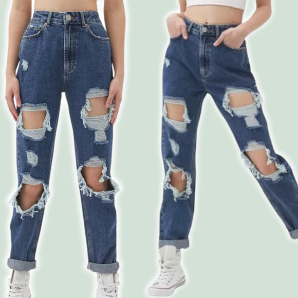 BDG Denim - BDG Urban Outfitters High Waisted Mom Jeans Sz 28 Destroyed Blue